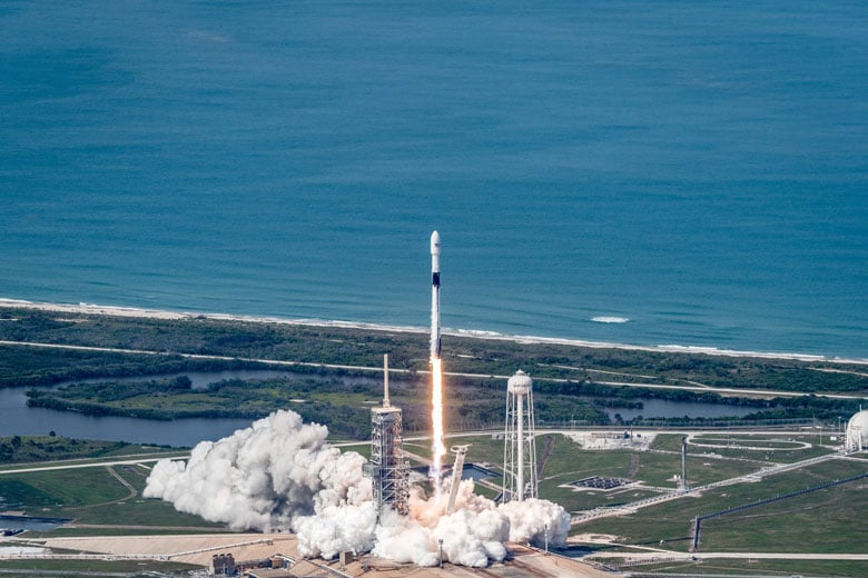 rocket launching into space
